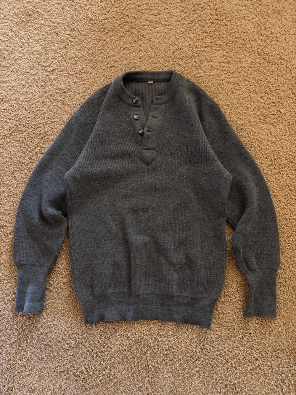 Men's Charcoal Henley Knit Sweater